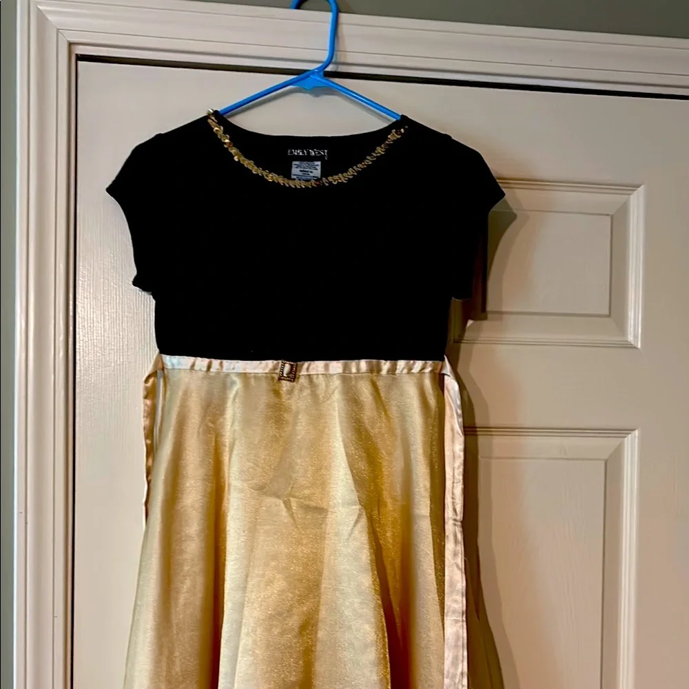 Emily West Black Dress with Gold Sequin tie dress with no zipper. - Picture 1 of 3